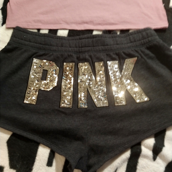 Victoria's Secret Pink Bling Sequin Tank & Shorts Set. L. - Picture 3 of 9